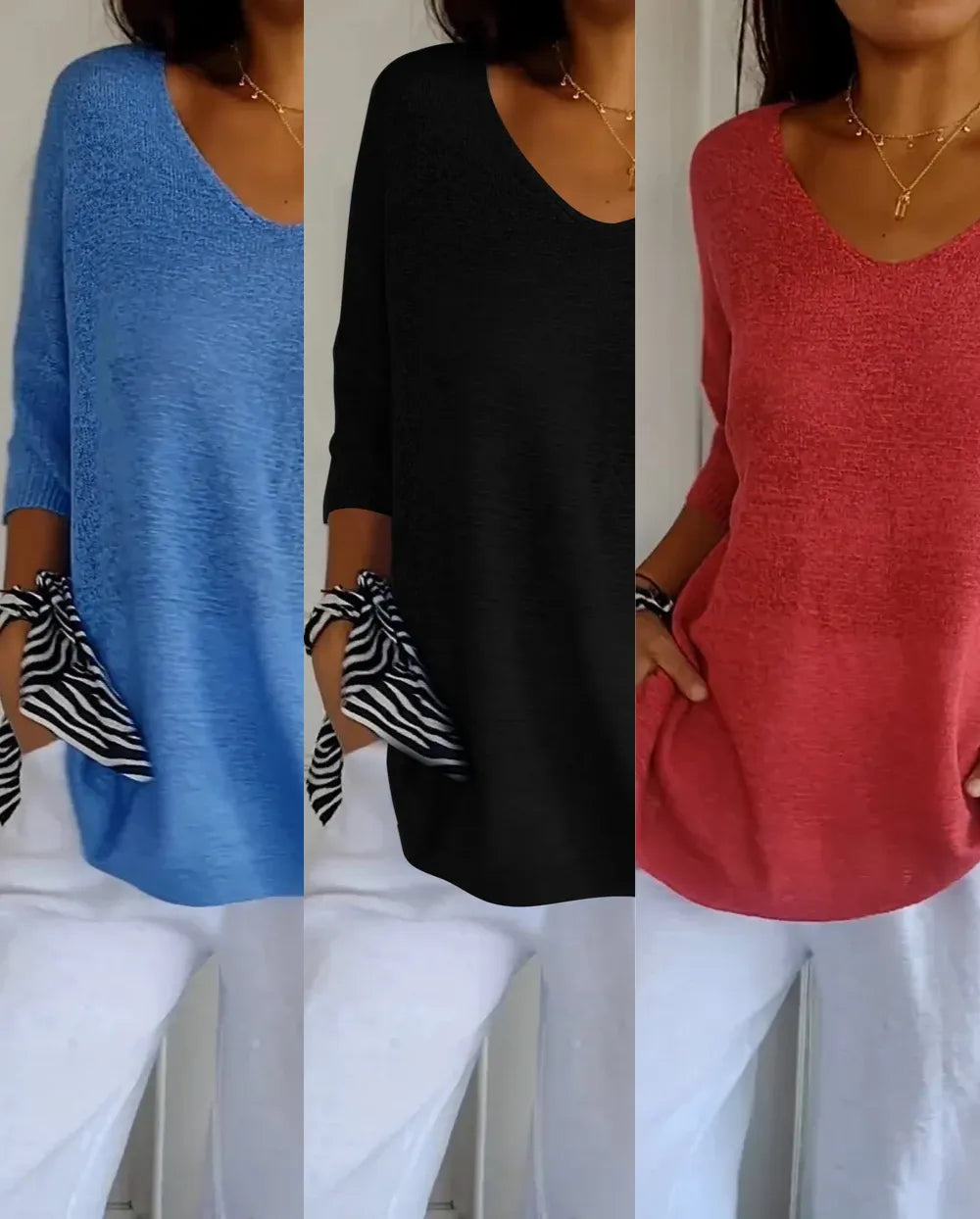 Compre 1 Leve 3 Blusinhas Luna® com decote V e Malha Leve