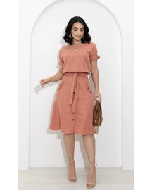 Conjunto Saia e Blusa Linho Decote Gota