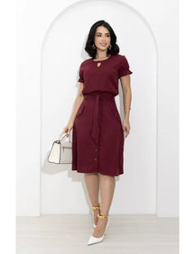 Conjunto Saia e Blusa Linho Decote Gota