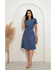 Conjunto Saia e Blusa Linho Decote Gota