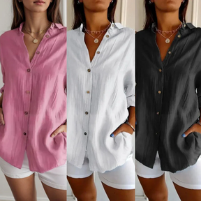 Kit 3 Camisas Ibiza em Linho de Algodão – Design Semi Plissado
