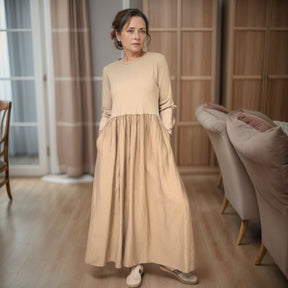 Vestido Mathilde™ em Algodão Leve com Saia Evasê Fluida / Sofisticação e Conforto para a Mulher Moderna!